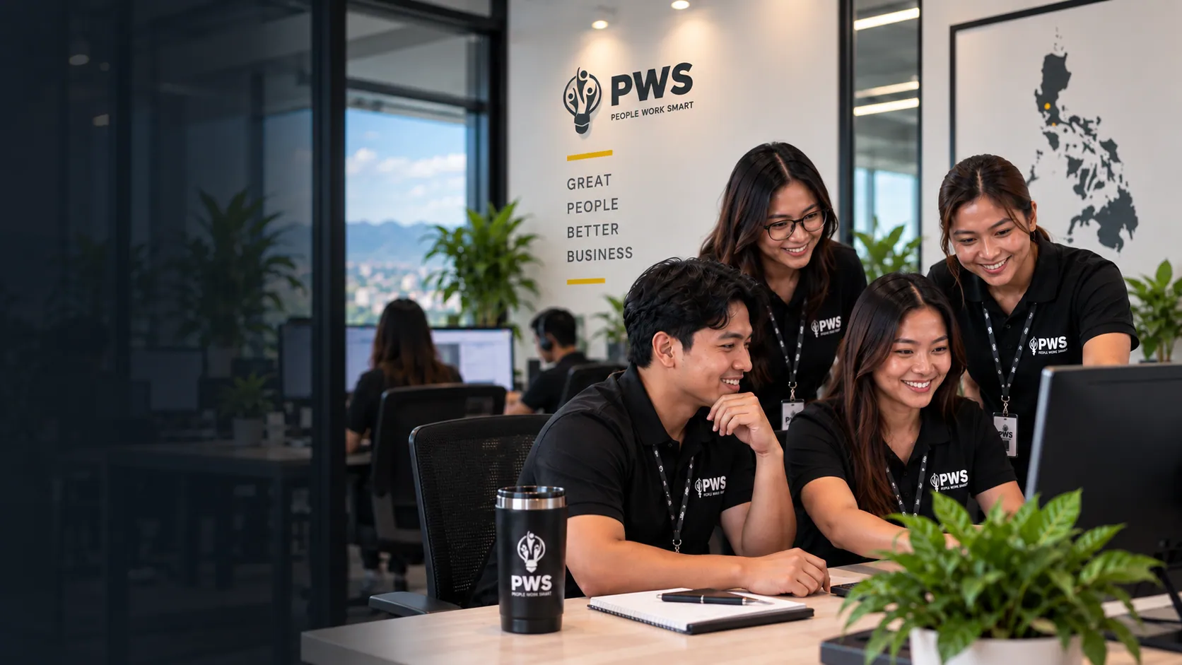 Office-based team collaborating in a People Work Smart office